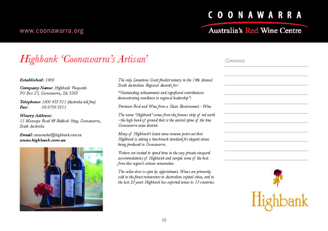 Highbank Coonawarras Artisan - COONAWARRA Booklet page10