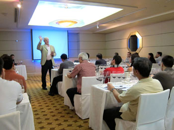 Dennis Vice conducting Cabernet Sauvignon Master Class at the Robert Parker event in Singapore
